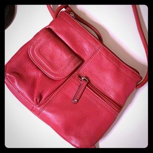 Tignanello Red Leather Crossbody Bag